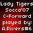 Static digital text display with white pixelated font on red gradient background showing Lady Tigers Socc'07 C-Forward played by A.Rivers#6