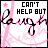 repeated pixel icons with pink and white backgrounds, each displaying 'I CAN'T HELP BUT' text above a stylized 'laugh' script