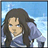 Pixelated static image of a person with long dark hair wearing a blue top against a light blue background.
