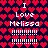 Pixelated text 'I Love Melissa' with multiple exclamation marks over a heart-patterned background, displayed in two mirrored sections.