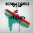 A pixelated icon with a teal and red striped object, text fragments, and a light gray background.