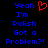 Blue pixelated text on black background with red heart symbol above 'Yeah', repeated twice side-by-side.