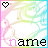 Six display identical pixel art with swirling pastel lines and heart icons, each showing distinct text color variations for 'name' at the bottom