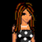 Pixelated character with long brown hair and a black-and-white polka-dot top against a black background, with text reading "Mizz Popular" to the right.