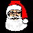 Pixelated Santa Claus icon with red background and repeated "hero!!!" text in white and green, displayed as a static contact sheet frame.