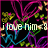 Pixelated icon with black background, colorful abstract shapes in pink, green, blue, and yellow, overlaid text reading 'i love him?' in light gray lowercase letters.