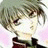 Pixelated static icon of a character with short light brown hair, dark eyes, and a neutral expression wearing a dark red or maroon top against a pale pink background.