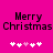 Magenta background with black pixelated text 'Merry Christmas' and five white/pink pixelated hearts below, two versions of the heart arrangement visible.