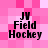 Pixelated text 'JV Field Hockey' on a pink and white checkered background with visible pixelation artifacts.