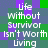 Pixelated text on a of purple and green squares reads "life without Survivor Isn't Worth living" in two identical vertical
