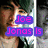 four pixelated images showing a person with dark hair and light skin, each overlaid with bold text in purple and pink