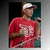 Two side-by-side animated frames of a buddy icon showing a person in red shirt and white cap on left, transitioning to stylized Chinese characters on right.