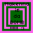 Pixelated icon with layered green and pink squares, text 'Makenna is do BOMB !!!! :)' in black pixel font.