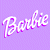 A split-screen pixel art image with 'Barbie' text on a purple background and 'Original Icons .com' text on a green background, both rendered in retro 8-bit style.