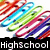Four of paperclips in red, blue, green, purple, and white arranged diagonally with 'HighSchool' text on black bars, one missing content