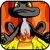 A 50x50 pixel animated buddy icon featuring a cartoonish gray creature with yellow eyes against an orange background, transitioning from no text to displaying "HOT" in red letters over flames.