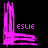 Nine L-shaped pixel art icons arranged in a , each with the text 'ESLIE' below it on black background