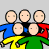 Animated contact sheet of Olympic-themed buddy icons showing sequential changes from stick figures to Olympic rings with text overlays.