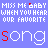 Pixelated text repeats 'MISS ME BABY' and 'WHEN YOU HEAR OUR FAVORITE SONG' in multicolored letters on a light blue background with scattered small colored dots.