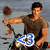 Four- of a person in various poses: riding a motorcycle, close-up face, sunglasses portrait, and shirtless embrace with text "hot"