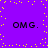 Purple background with yellow pixel dots forming a border and central pattern, four instances of 'OMG.' text in black pixelated font.