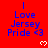 Red background with blue text reading 'I Love Jersey Pride <3' and white pixel hearts, arranged in a pattern