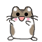 Six pixelated hamster-like characters in a , each with brown and white fur, black eyes, pink cheeks, and small white feet against a gray background