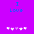 Purple background with blue text "I Love" above two of white and pink pixelated hearts