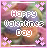 A 47x48 pixel animated buddy icon featuring a pink and white color scheme with heart motifs, displaying two sequential frames of text animation over a blurred background.