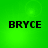 Four identical display the name 'BRYCE' in bold black pixelated text on a bright green background with subtle light effects