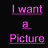 A 4x4 contact sheet of animated frames showing a text-based buddy icon with pink and orange text on black and green backgrounds, displaying phrases like "I want a Picture" and "Santa What i Want 4".