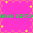 Pixelated pink background with yellow stars and green text repeating 'SARAH BERTS' across two horizontal bands.