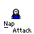 Pixelated blue-shirted figure with white face and black eyes, shown in multiple states with speech bubbles and text below.