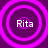 Four identical circular icons with concentric rings in purple and magenta hues, each containing the text "Rita" in white pixelated font.