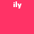 Four square display the text 'ily' in white pixelated font against solid backgrounds: red, green, cyan, and gray