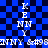 Blue and dark blue checkered background with white text reading 'KENNY 	' repeated twice, arranged in two vertical