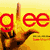 Six display 'glee' text with hand-formed letters over different backgrounds and people, each showing a distinct person or background variation