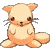 A small, light orange cartoon animal with closed eyes and a rounded body sits in various poses
