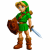 Pixel art contact sheet showing two Link character frames and a Triforce symbol from The Legend of Zelda series, with visible animation differences between frames.