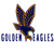 Pixelated eagle in flight with outstretched wings above stylized text reading 'GALAXY EAGLES' in blue and gray tones.
