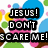 Pixelated text on a colorful bubble background with animated changes in capitalization and punctuation.