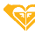 Four heart-shaped icons in yellow, blue, pink, and green with white outlines and internal 'FF' symbols, alongside purple text reading "I luv Roxy!" on a white background.