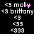 Pixelated text displays names and symbols on black background with pink sparkles appearing near 'molly' in