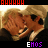 A 4-frame animated contact sheet showing a pixelated character with blonde hair covering their face, alternating between red and purple text "EHOS" on black backgrounds with repeated "AHHHH" in red above each frame.