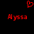 Red pixelated text 'Alyssa' appears twice on a black background with a red heart symbol above.