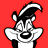 Pixelated cartoon character with black and white facial features against a solid red background, showing exaggerated expression with large eyes and open mouth.