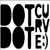 Black and white pixelated icon with repeating 'DOT' text, circular dots, and a smiley face emoticon in the lower right.