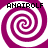 Four identical purple and white spiral patterns arranged in a with black text reading "ANAIROLF" above each spiral