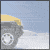 Animated sequence of a yellow Hummer H2 SUV in various angles against snowy and blue backgrounds, showing front, side, rear, and wheel details.