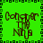 Green background with dark green pixelated border, four identical text-based icons arranged in a displaying 'Conquer The NINJA' in brown pixelated font
